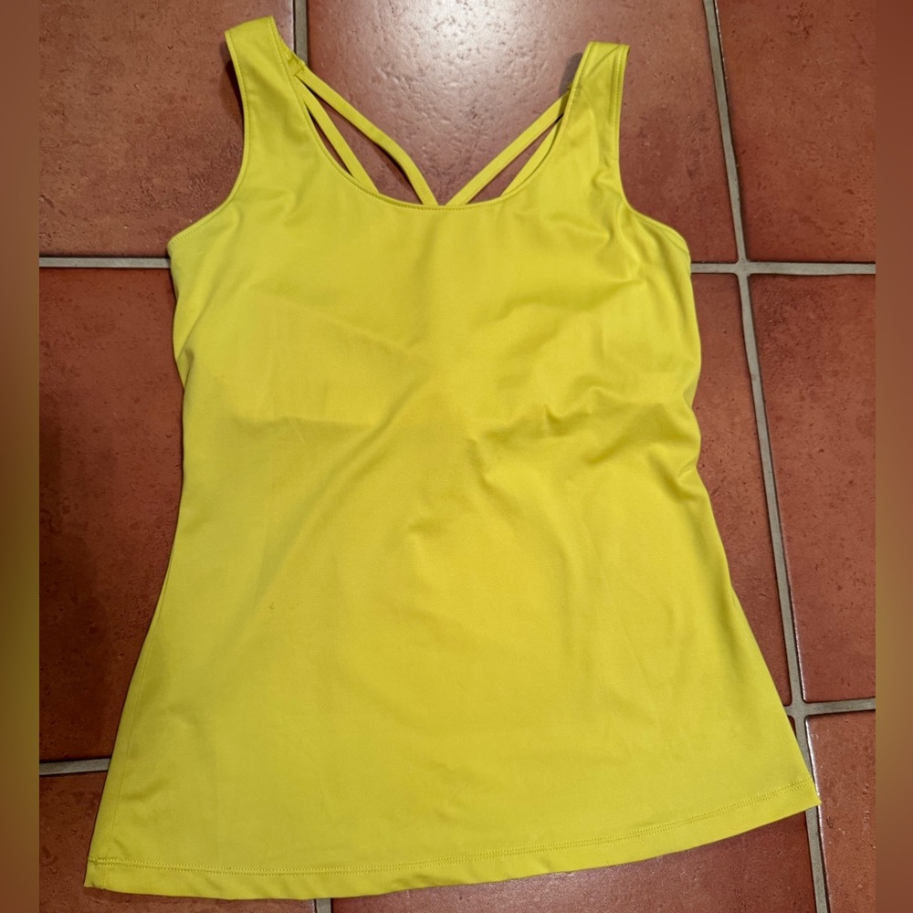 FILA Neon Yellow Tank Top With Built In Bra Size Large
